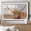 Longhorn Bull Wall Art Canvas Print – Framed Western Cow