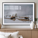 Bison Wildlife Wall Art Canvas Print – Framed Snowy Prairie
