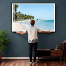Palm Tree Coast Wall Art Canvas Print – Framed Island Getaway with Crystal Blue Water Scenic Artwork for Home, Office by MyGreatCanvas | Canvas Wall Art Prints | Photo Prints & Wall Decor