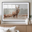 Rustic Nature Wall Art Canvas Print – Stag Woodland Framed
