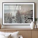 Frosty Pines Wall Art Canvas Print – Framed Cozy Cabin Ski