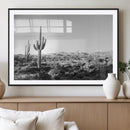 Saguaro Cactus Wall Art Canvas Print – Framed Monochrome