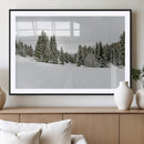 Frosty Pines Wall Art Canvas Print – Framed Silent Snowfall