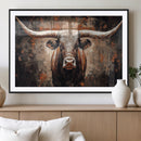 Rustic Longhorn Bull Wall Art Canvas Print – Vintage Western by MyGreatCanvas | Canvas Wall Art Prints | Photo Prints & Wall Decor