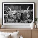 Black & White Longhorn Cattle Wall Art Canvas Print, Rustic by MyGreatCanvas | Canvas Wall Art Prints | Photo Prints & Wall Decor