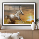 White Horse Running Canvas Sunset Wall Art by MyGreatCanvas | Canvas Wall Art Prints | Photo Prints & Wall Decor