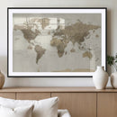 Detailed World Map Wall Art Canvas Print by MyGreatCanvas | Canvas Wall Art Prints | Photo Prints & Wall Decor
