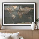 Rustic Black and Wood World Map Canvas Wall Art – Framed by MyGreatCanvas | Canvas Wall Art Prints | Photo Prints & Wall Decor