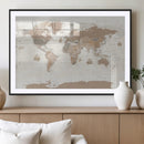 Framed Large World Map Canvas Print for Office Decor by MyGreatCanvas | Canvas Wall Art Prints | Photo Prints & Wall Decor