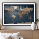 Navy Blue World Map Canvas Print – Framed Travel Map Wall by MyGreatCanvas | Canvas Wall Art Prints | Photo Prints & Wall Decor