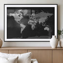 Black World Map Wall Art Canvas Print – Detailed Map of the by MyGreatCanvas | Canvas Wall Art Prints | Photo Prints & Wall Decor