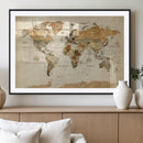 Rustic Vintage World Map Canvas Print – Framed Modern by MyGreatCanvas | Canvas Wall Art Prints | Photo Prints & Wall Decor