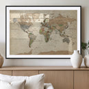 Framed World Map Wall Art for Home and Office Decor