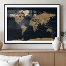 Vintage World Map Canvas on the Dark Background Wall Art