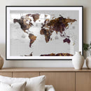 Rustic World Map Wall Art Canvas Print | Large World Map on