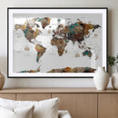 Watercolor World Map Canvas Print – Detailed Map of the