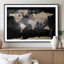 Grunge World Map Wall Art | 3-Panel Large Beige and Brown by MyGreatCanvas | Canvas Wall Art Prints | Photo Prints & Wall Decor