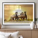 Wild Horses Wall Art Canvas Print – Framed Galloping Herd
