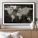 Vintage World Map Wall Art Canvas Print – Framed Large Map