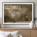 Dark Vintage World Map Canvas Wall Art Print, Antique Map
