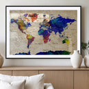 Watercolor World Map Canvas Print – Framed Wall Art for by MyGreatCanvas | Canvas Wall Art Prints | Photo Prints & Wall Decor