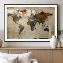 Rustic Watercolor World Map Canvas Wall Art – Framed Travel by MyGreatCanvas | Canvas Wall Art Prints | Photo Prints & Wall Decor