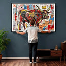 Texas Bull Wall Art Canvas Print, Abstract Graffiti Bull by MyGreatCanvas | Canvas Wall Art Prints | Photo Prints & Wall Decor