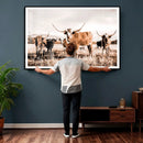 Texas Longhorn Cattle Wall Art Canvas Print, Sepia Western by MyGreatCanvas | Canvas Wall Art Prints | Photo Prints & Wall Decor