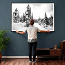 Black and White Snowy Pine Forest Wall Art Canvas Print, by MyGreatCanvas | Canvas Wall Art Prints | Photo Prints & Wall Decor