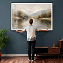 Neutral Abstract River Landscape Wall Art Canvas Print by MyGreatCanvas | Canvas Wall Art Prints | Photo Prints & Wall Decor