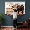 Texas Longhorn Bull Rustic Wall Art Canvas Print, Western by MyGreatCanvas | Canvas Wall Art Prints | Photo Prints & Wall Decor