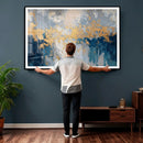 Blue Gold Abstract Large Framed Canvas Wall Art, Modern by MyGreatCanvas | Canvas Wall Art Prints | Photo Prints & Wall Decor