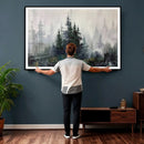 Misty Pine Forest Oil Painting Canvas — Dark Moody Teal Grey by MyGreatCanvas | Canvas Wall Art Prints | Photo Prints & Wall Decor
