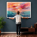 Bold Palette Knife Ocean Sunset Canvas — Orange Pink Teal by MyGreatCanvas | Canvas Wall Art Prints | Photo Prints & Wall Decor