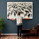 Longhorn Cattle Canvas Wall Art, Black White Stampede Ink by MyGreatCanvas | Canvas Wall Art Prints | Photo Prints & Wall Decor
