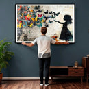 Banksy Butterfly Girl Wall Art Canvas Print, Framed Street by MyGreatCanvas | Canvas Wall Art Prints | Photo Prints & Wall Decor
