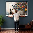 Banksy Graffiti Butterfly Girl Wall Art Canvas Print, Framed by MyGreatCanvas | Canvas Wall Art Prints | Photo Prints & Wall Decor