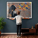 Urban Banksy Butterfly Girl Wall Art Canvas Print, Framed by MyGreatCanvas | Canvas Wall Art Prints | Photo Prints & Wall Decor
