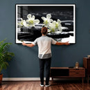 Plumeria Frangipani Black Stone Canvas | White Flower Spa by MyGreatCanvas | Canvas Wall Art Prints | Photo Prints & Wall Decor