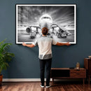 Airplane Wall Art Canvas Print, Black and White Jet Aircraft by MyGreatCanvas | Canvas Wall Art Prints | Photo Prints & Wall Decor