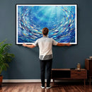 School of Fish Canvas Print | Blue Ocean Underwater Wall Art by MyGreatCanvas | Canvas Wall Art Prints | Photo Prints & Wall Decor