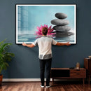 Zen Canvas Wall Art Lotus Flower Stacked Stones Teal Spa by MyGreatCanvas | Canvas Wall Art Prints | Photo Prints & Wall Decor