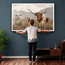 Rustic Texas Longhorn Cow Canvas Wall Art Print, Rustic Farm Animal Photography Print, Farmhouse Country Decor, Western Ranch Art by MyGreatCanvas | Canvas Wall Art Prints | Photo Prints & Wall Decor