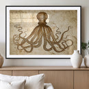 Sepia Octopus Wall Art Abstract Animal Canvas Print