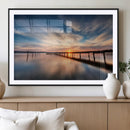 Wooden Pier on Seascape and Sunset Wall Art Canvas Print by MyGreatCanvas | Canvas Wall Art Prints | Photo Prints & Wall Decor
