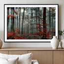Autumn Forest Wall Art – Enchanting Red Leaves Canvas Print,