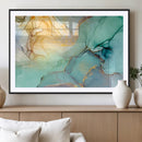 Abstract Aqua and Gold Fluid Wall Art Canvas | 3 Panel Large by MyGreatCanvas | Canvas Wall Art Prints | Photo Prints & Wall Decor