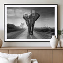 Black and White Elephant Wall Art Canvas Print