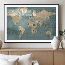 Classic World Map Canvas Print – Framed Vintage Map Wall