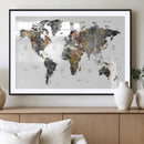 Modern Metallic World Map Canvas Wall Art – Framed by MyGreatCanvas | Canvas Wall Art Prints | Photo Prints & Wall Decor